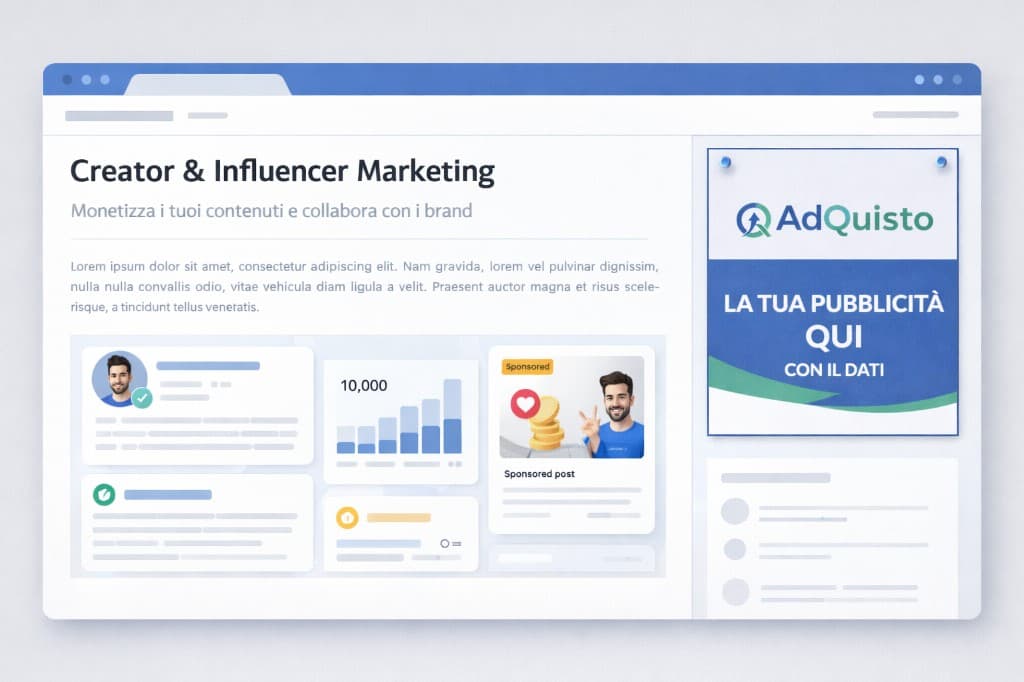 Dashboard creator con spazi pubblicitari AdQuisto